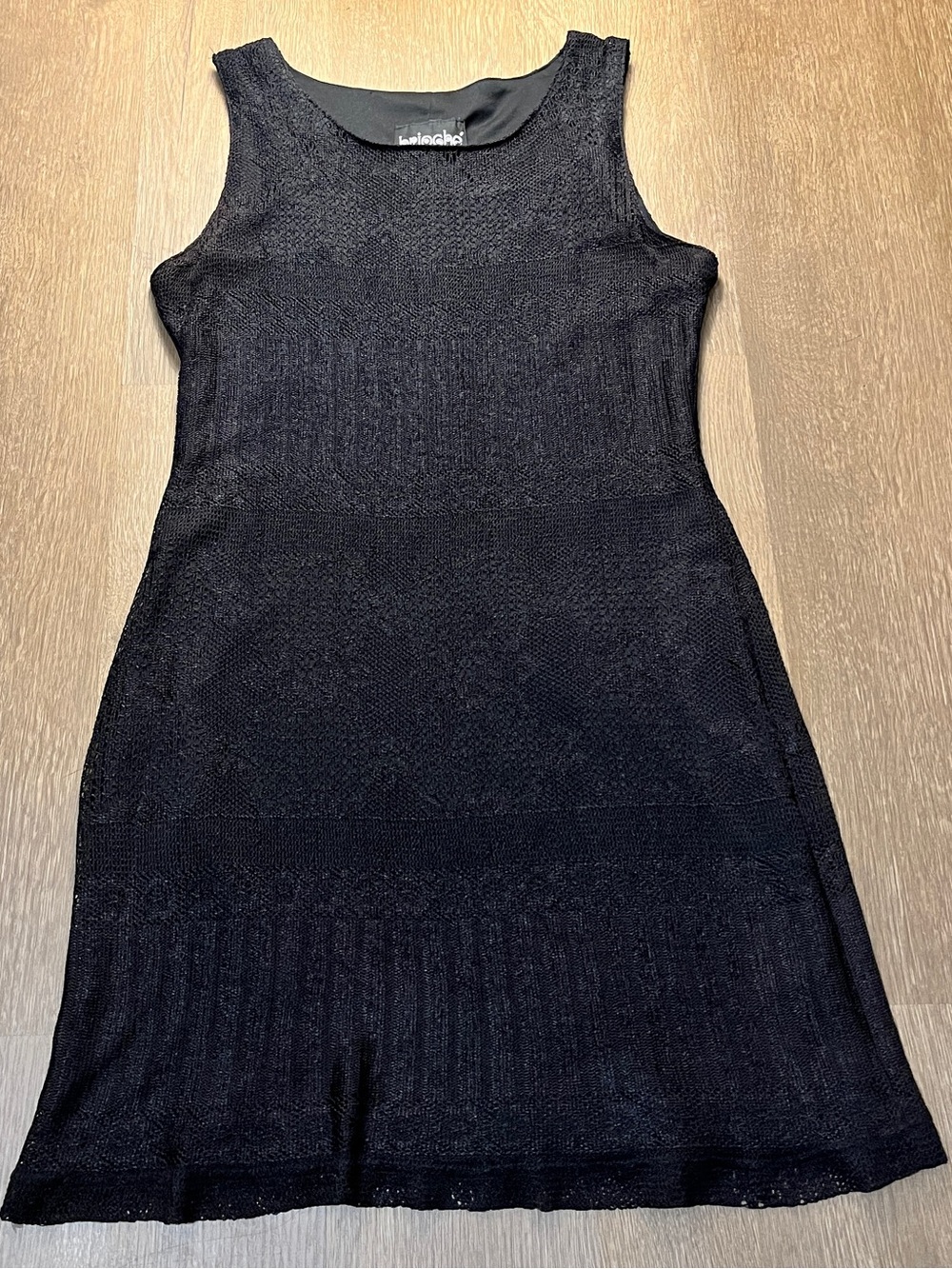 Brioche California Black Crochet Knit Sheath Vintage Dress (7/8)